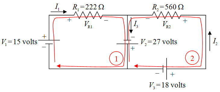Calculating current in a multi-loop circuit example 1 